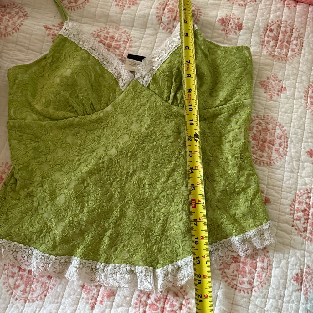Vintage Y2K Lace Green Dainty Delicate Coquette Camisole Fairycore Tank Top - Picture 11 of 12